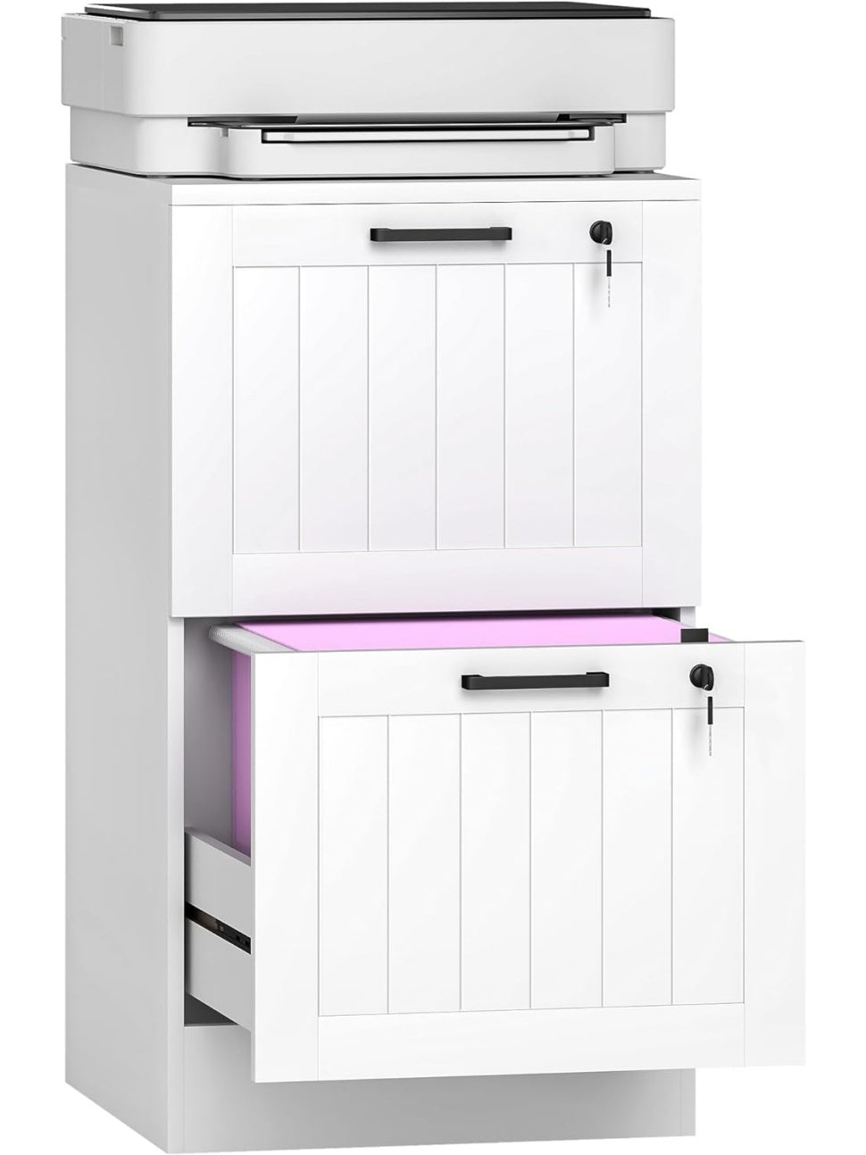 Archivador Bajo Escritorio con Dos Cajones, Cerraduras y Soporte para Carpetas A4 ta5303486