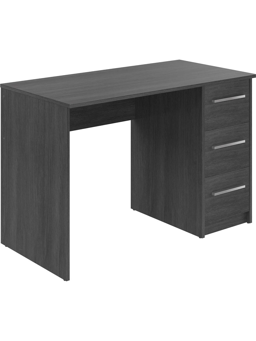 Escritorio Minimalista para Oficina en Casa con Tres Cajones y Superficie Amplia de Trabajo Gris Oscuro