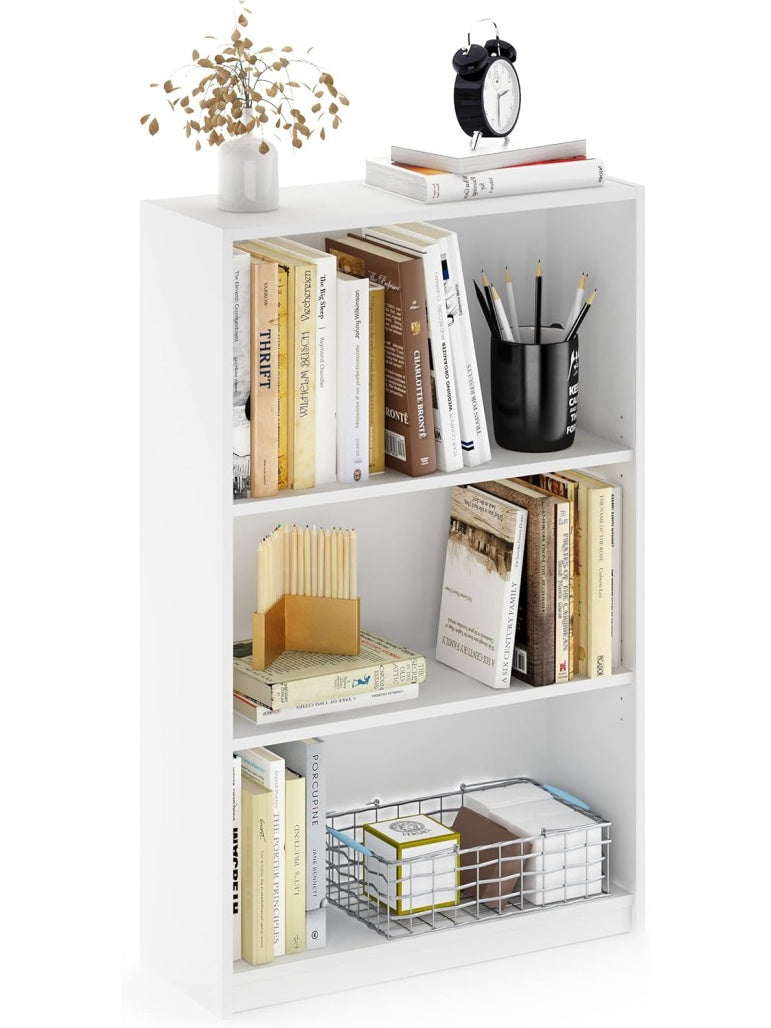 Estanteria Moderna de Tres Niveles con Baldas Regulables para Libros y Objetos Decorativos