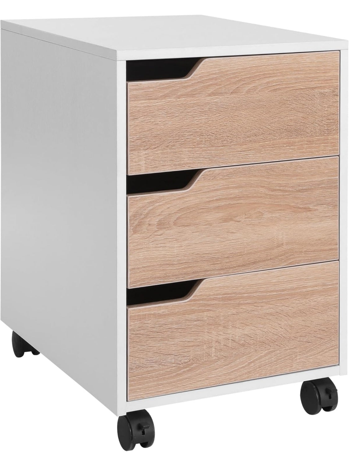 Cajonera de oficina con ruedas y tres cajones para documentos y accesorios de escritorio