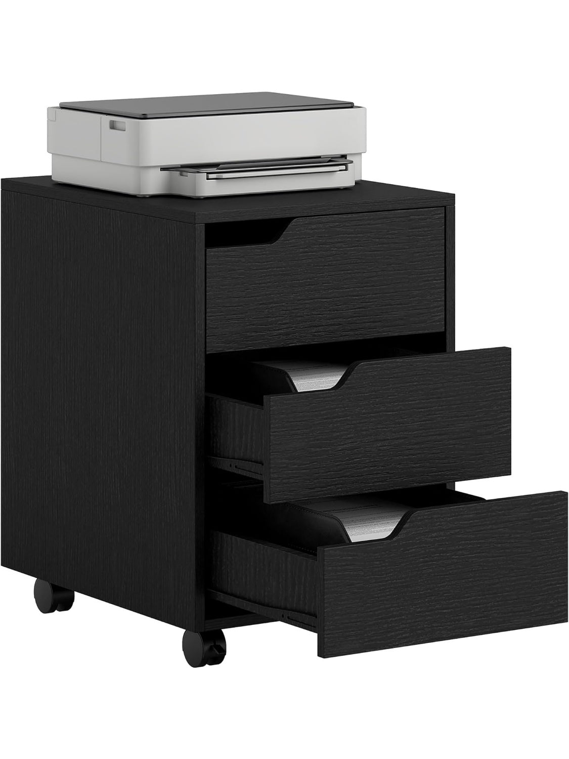 Archivador movil negro con tres cajones y diseno funcional para oficina o zona de estudio yo2330030