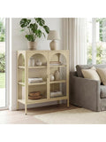 Vitrina Alta con Puertas de Cristal y Compartimentos Cerrados para Cocina Comedor y Oficina Camel