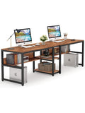 Mesa de Trabajo Doble con Estanteria Incorporada Estructura de Acero y Gran Espacio para Oficina o Gaming