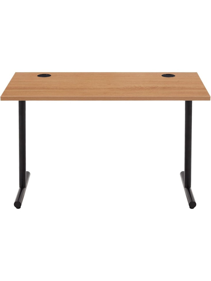Mesa de Ordenador Moderna con Sistema de Gestion de Cables Tablero Resistente y Estructura Negra Roble